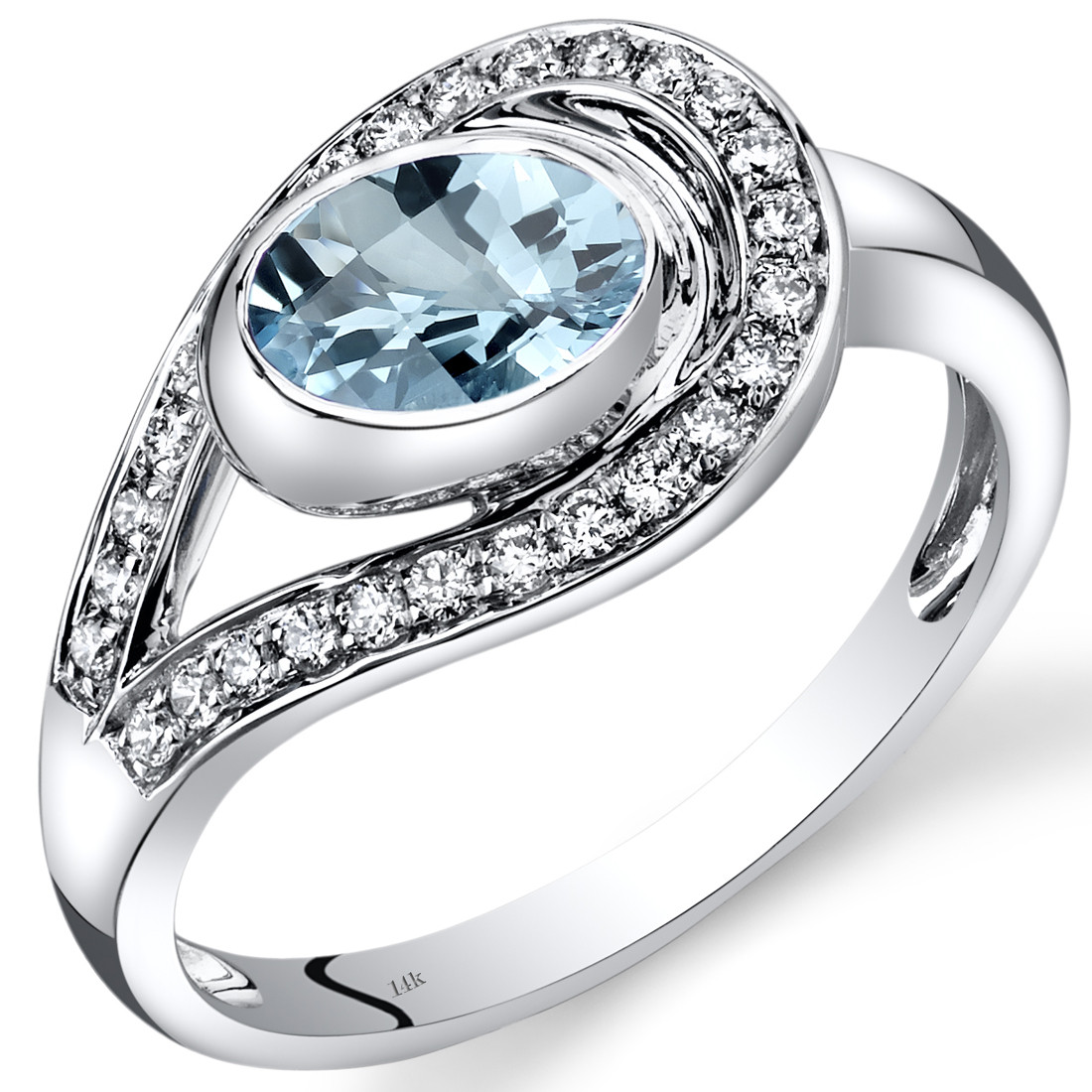 1 1/2 CT TGW Heart Aquamarine 1/5 CT TDW Diamond Infinity Ring in 14k White  Gold - CBG001567